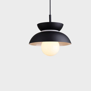 Colorful round pendant side angle — modern E27 hanging lamp