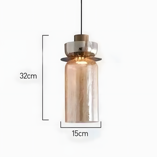 Modern glass double pendant in interior — textured design lamp