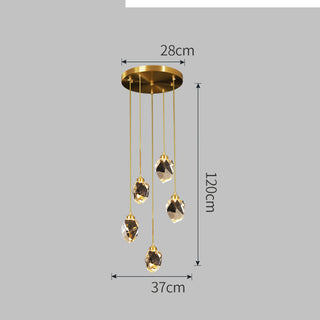 Lámpara de araña de cristal moderna – Elegante lámpara de araña con diseño de gotas de lluvia y colgante dorado
