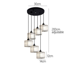 Warm ambient pendant with iron sleek staircase design