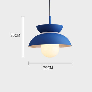 Round E27 pendant from below — colorful modern metal glass lamp