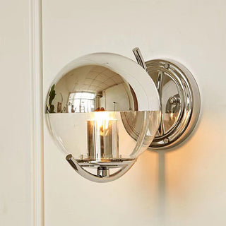 Silver ball glass chandelier — modern metal frame warm ceiling