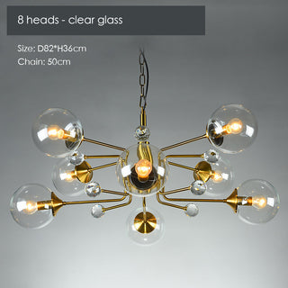 Gold glass LED chandelier front — modern contemporary ceiling design