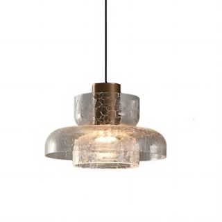Suspension moderne en verre – Lampe suspendue à double tête avec design texturé