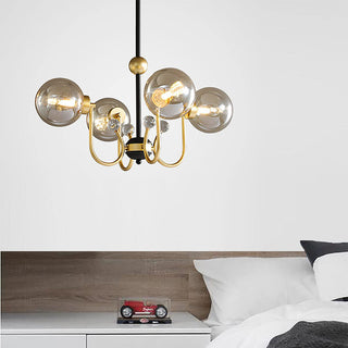 Black sputnik metal chandelier detail — adjustable warm modern