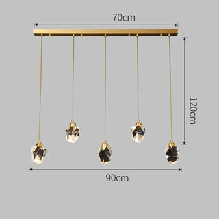 Lámpara de araña de cristal moderna – Elegante lámpara de araña con diseño de gotas de lluvia y colgante dorado