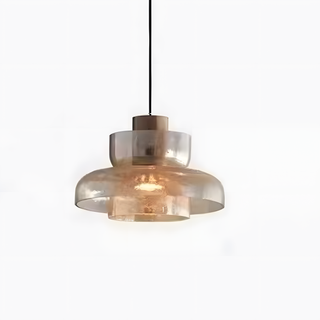 Textured glass pendant detail — modern double head fixture
