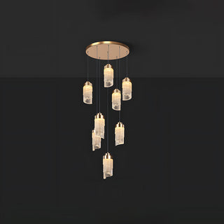 Warm ambient pendant side view — acrylic LED modern fixture