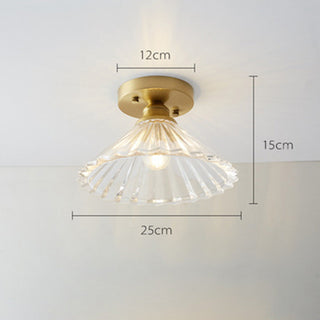Glass Ceiling Light - Semi Flush Mount Copper Frame Mini Ceiling Lamp