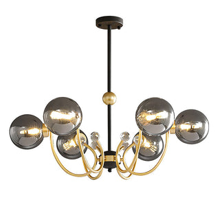 Metal black sputnik chandelier wide — adjustable pendant warm