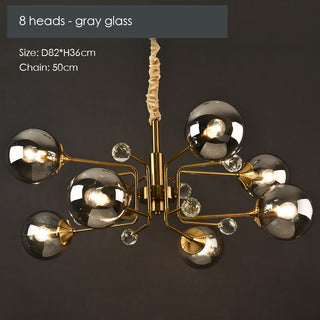 Gold LED contemporary chandelier wide — modern glass ceiling fixture