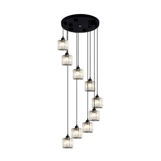 Staircase pendant with sleek modern iron design