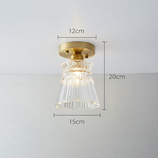 Mini copper glass ceiling lamp – semi-flush side view