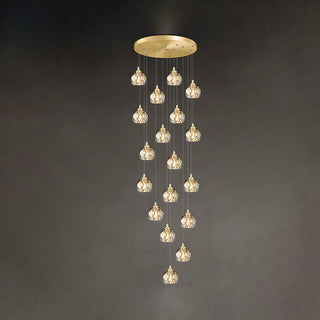Crystal aluminum pendant detail — gold contemporary ceiling fixture