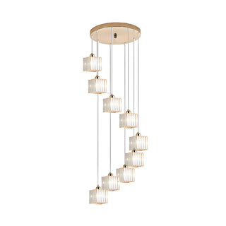 Suspensions Modernes en Fer – Éclairage de Cage d'Escalier Élégant avec Lumière Ambiante Chaleureuse
