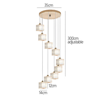 Suspensions Modernes en Fer – Éclairage de Cage d'Escalier Élégant avec Lumière Ambiante Chaleureuse