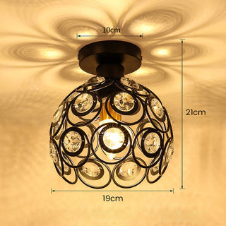 Elegant crystal ceiling light gold – iron glass hallway