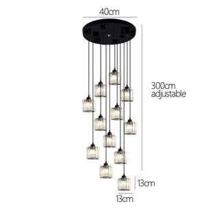 Iron pendant with warm ambient light for staircase