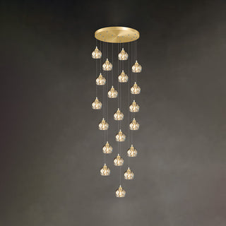 Gold crystal pendant side angle — aluminum contemporary ceiling lamp