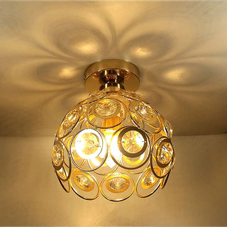 Elegant gold crystal ceiling lamp – iron glass hallway
