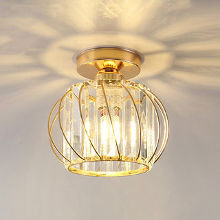 Modern iron glass hallway ceiling lamp – luxury semi-flush
