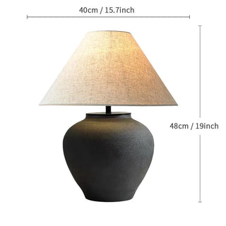 Ceramic Table Lamp – Japanese Style Lamp with Adjustable LED & Remote Control