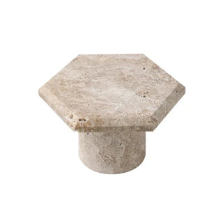 travertine stone tray earthworks luxury raised hexagon handcrafted artisan decor front view