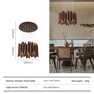 Wooden Pendant Light – Sculptural Ceiling Light with Adjustable Cable | Living Room Lighting
