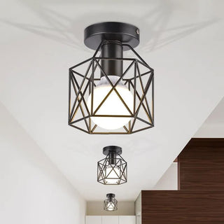 Geometric Ceiling Light – Black Wrought Iron Lamp | Modern Nordic Lighting Fixture