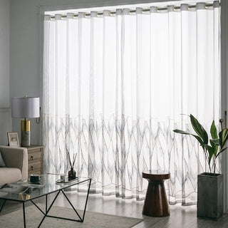 sky blue milos luxury patterned sheer curtain geometric design detail