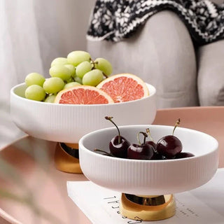 luxury ceramic bowl earthworks handcrafted french high footed porcelain fruit dish set view