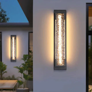 Outdoor Wall Lamp | Modern Stainless Steel LED Wall Sconce with Water Texture Diffuser