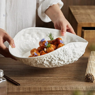 rock shell ceramic plate earthworks handcrafted luxury dining plate dishwasher safe detail