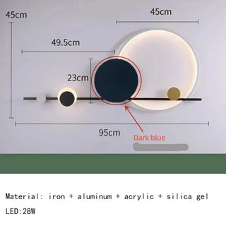 Art Deco Wall Lamp – Geometric Wall Sconce with Black Metal & Acrylic Circle, Warm LED Lighting