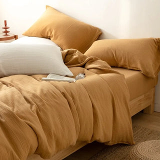 linen duvet cover classic brown european bedding set 500tc fabric detail