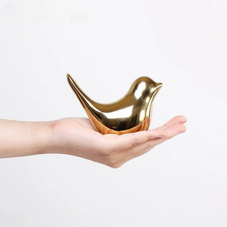 golden bird figure handmade enamel ceramic bird sculpture elegant home decor set view