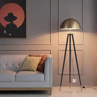 LED floor lamp gold black — Nordic button switch design