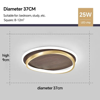 Walnut Wood Ceiling Light – Modern LED Surface Mounted Lamp with Warm Finish