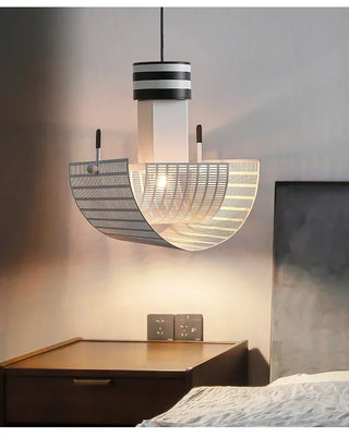 Black White Pendant Lamp – Modern LED Cord Light With Rotary Switch Control