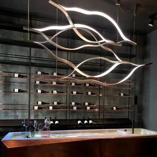 Postmodern Chandelier | Gold Aluminum LED Fixture with Remote Control Lighting