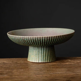 vintage ceramic bowl earthworks handcrafted porcelain serving dish earth tone display angle view