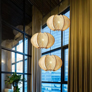 Bamboo Wood Pendant Light – Nordic Pendant Light With Adjustable Cord & Warm Ambient Lighting