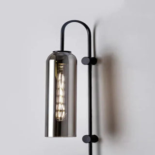 Cylindrical Glass Wall Lamp – Modern Wall Sconce with Gold Arm Lighting