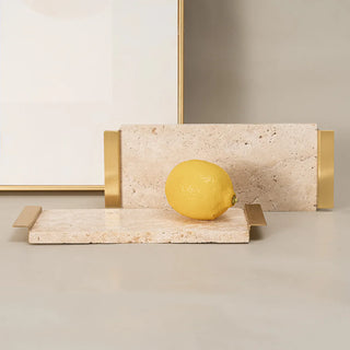 luxury stone tray earthworks handcrafted travertine serving tray elegant home decor lifestyle view