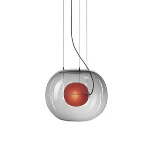 Large red pearl glass pendant lamp with metal cord — statement ceiling light