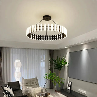 Modern Iron Chandelier – Circular LED Lighting Fixture for Living Room | Easy Install