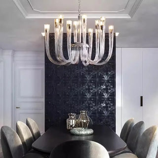 Glass Chandelier – Modern Clear Glass Pendant with Integrated LED Lighting