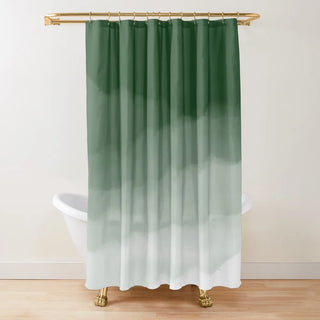eco-friendly polyester ombré green mold resistant waterproof shower curtain front view