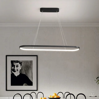 LED Pendant Light - Ultra Slim Oval Aluminium Ceiling Lamp with Acrylic Diffuser