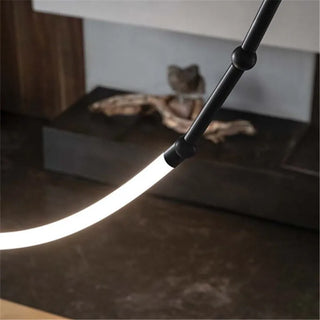Black Metal Chandelier – Modern Ceiling Light With Tubular Curve Design